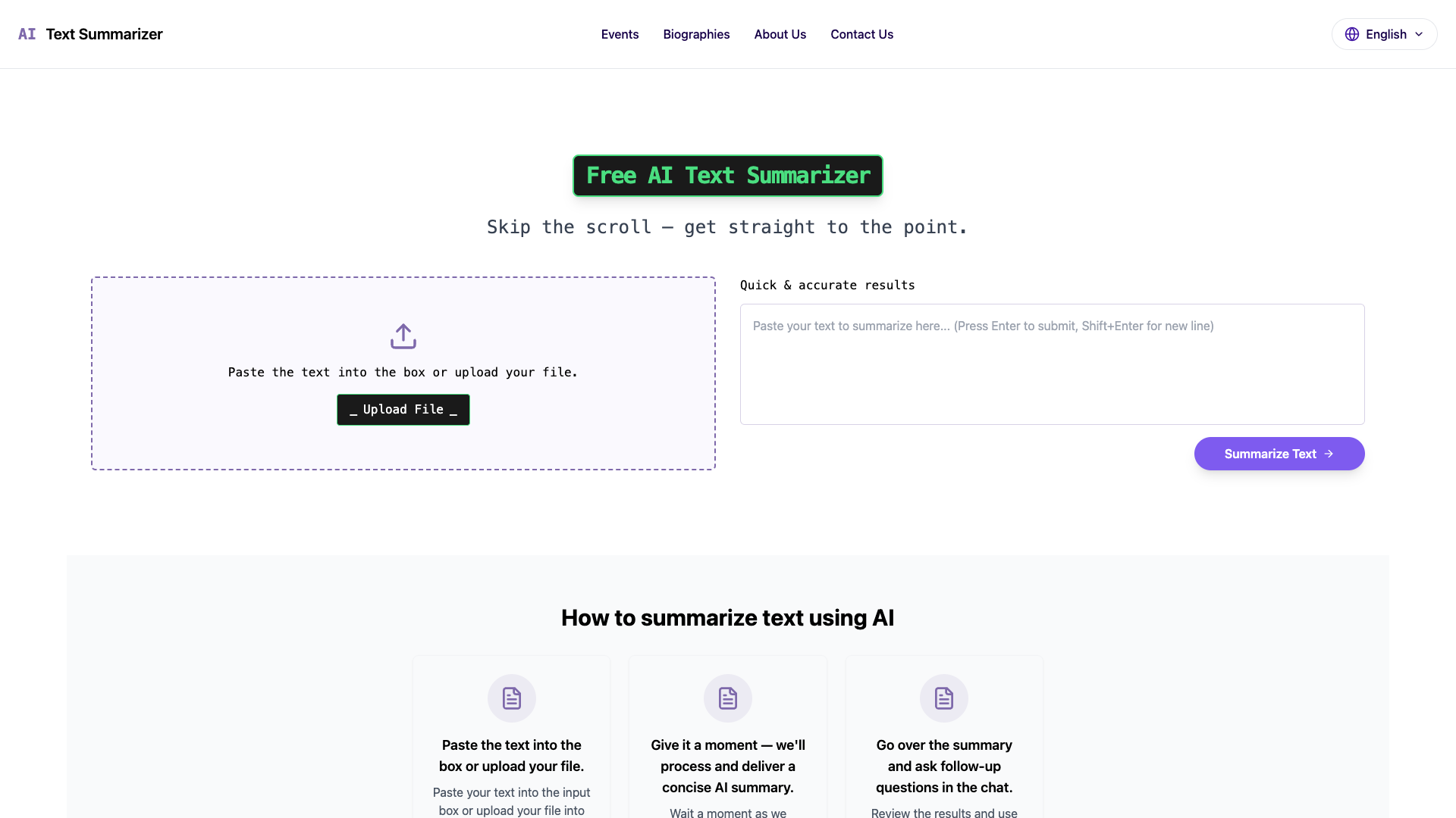 AI Text Summarizer AI Text Summarizer