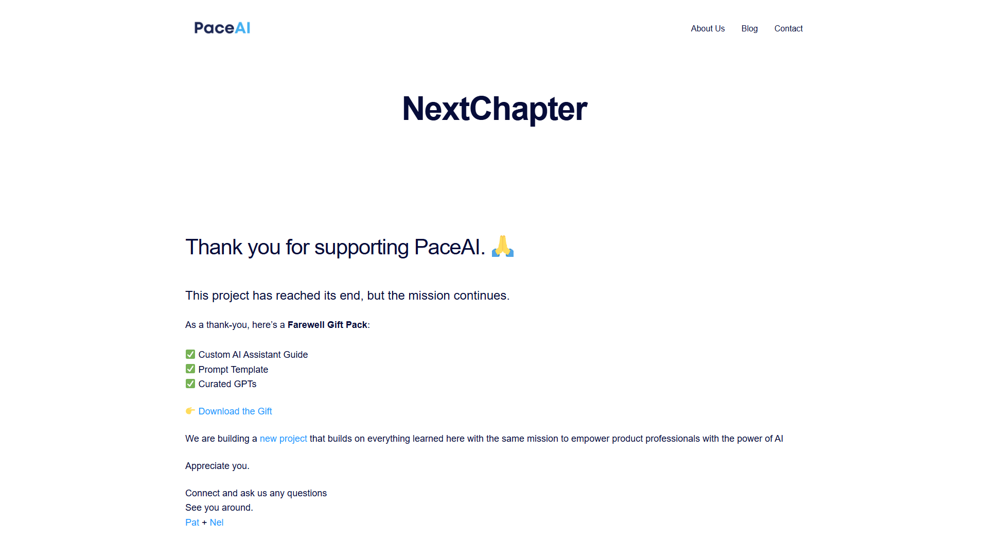 NextChapter (PaceAI Farewell Pack) NextChapter (PaceAI Farewell Pack)