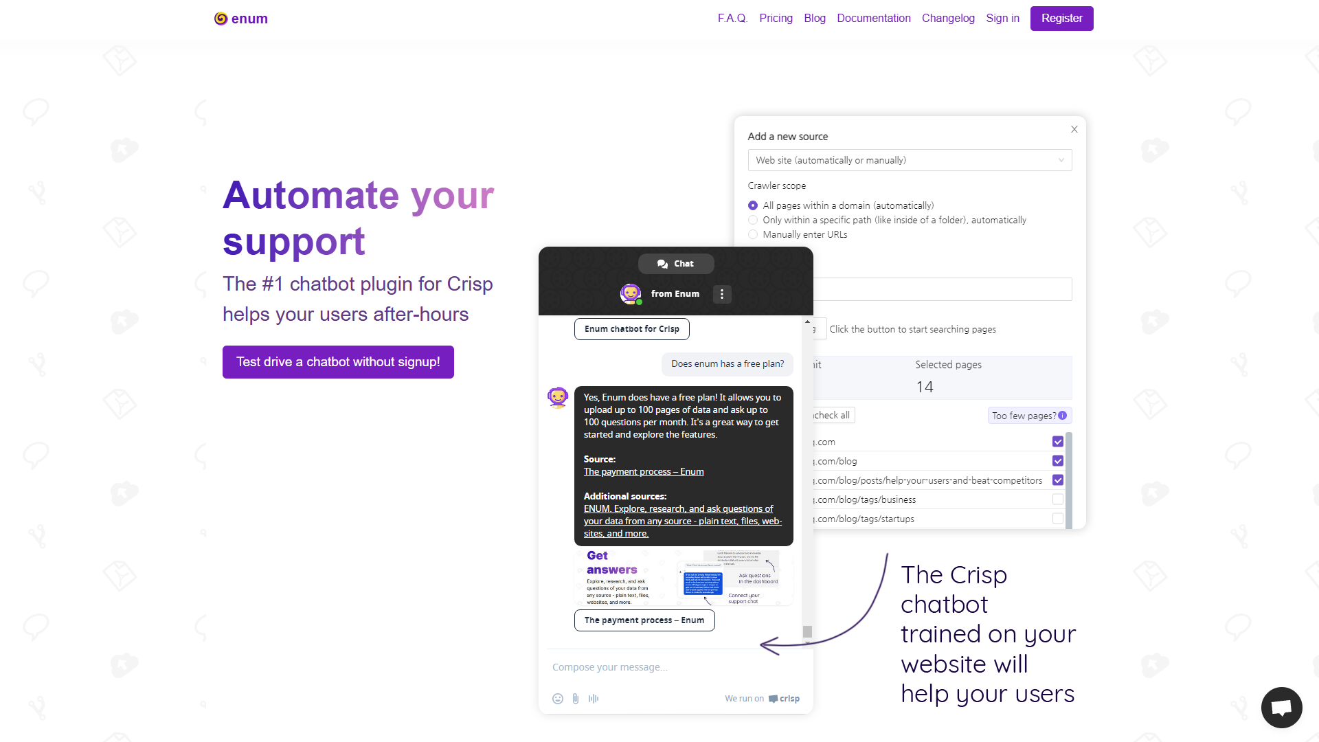 Enum AI Chatbot for Crisp Enum AI Chatbot for Crisp