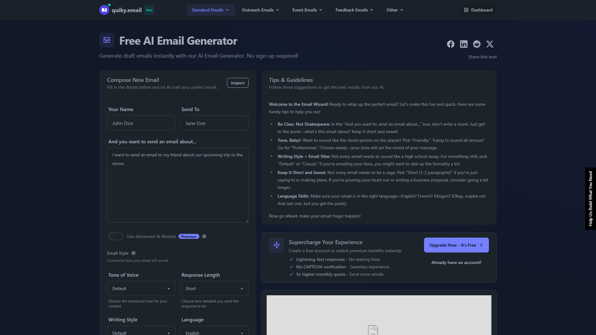 Quiky Email — Free AI Email Generator Quiky Email — Free AI Email Generator