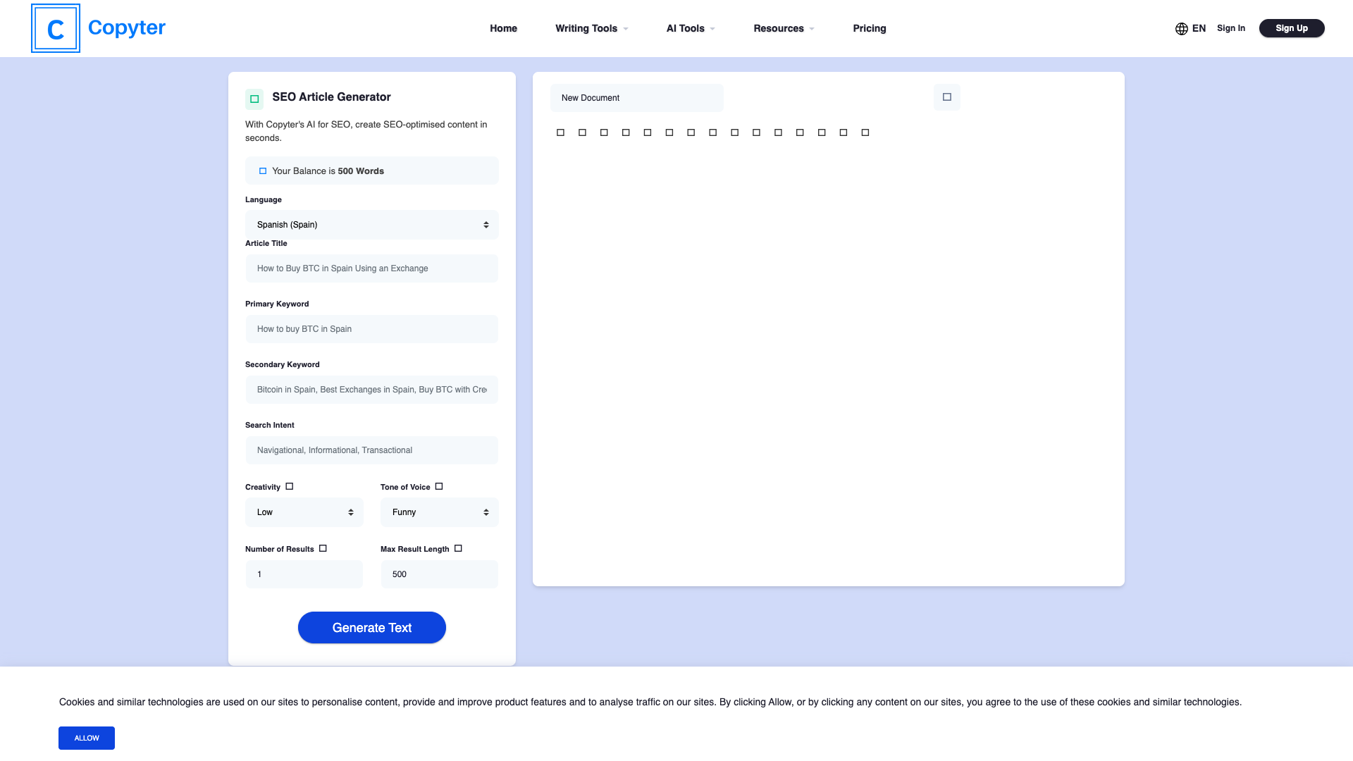 Copyter SEO Article Generator Copyter SEO Article Generator
