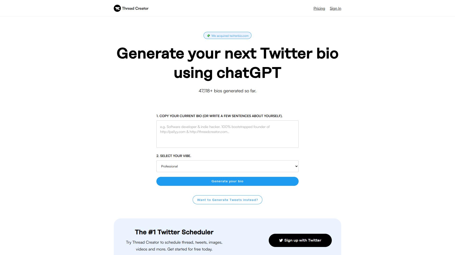 TwitterBio TwitterBio