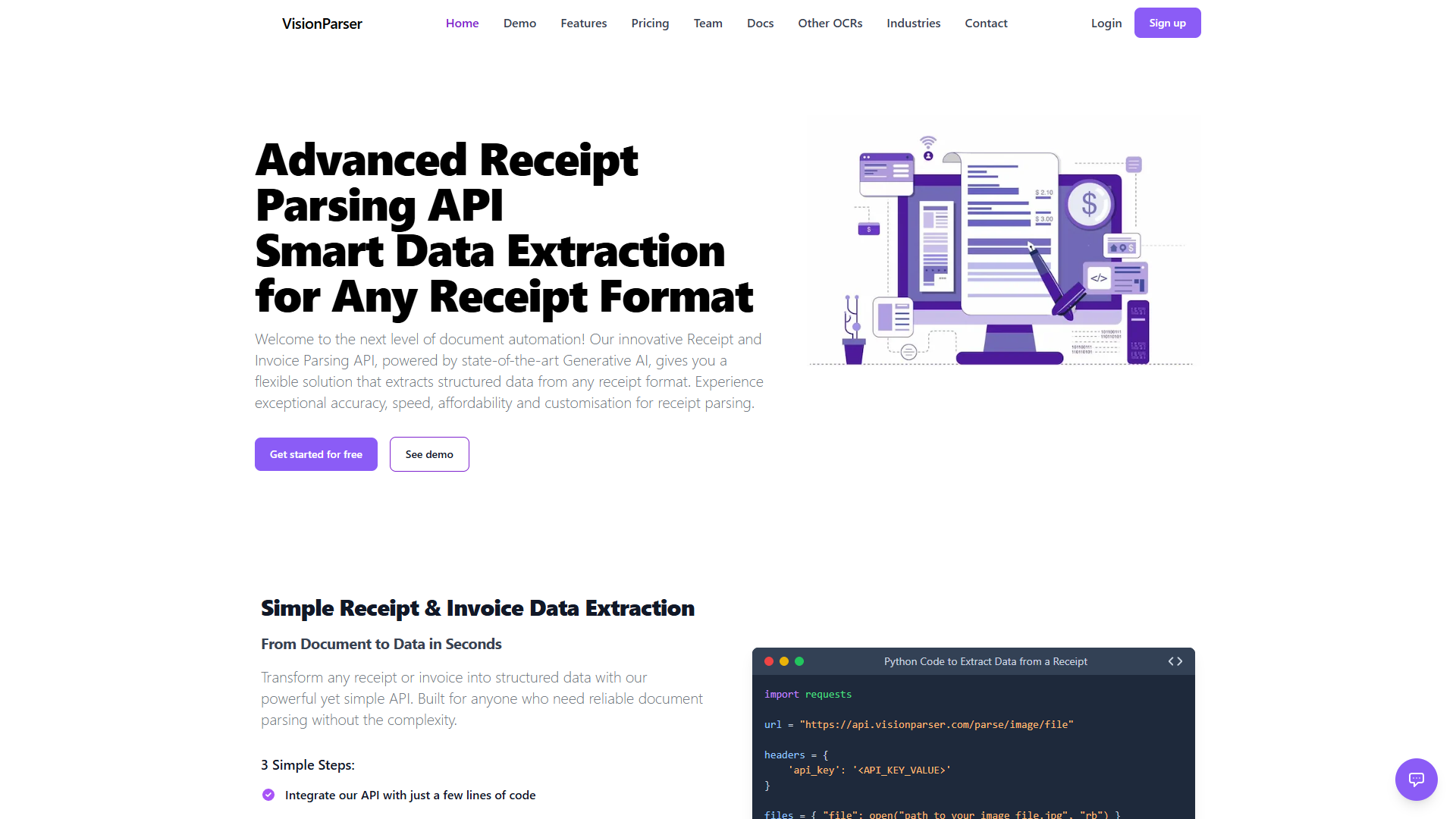 VisionParser — Receipt & Invoice OCR API VisionParser — Receipt & Invoice OCR API