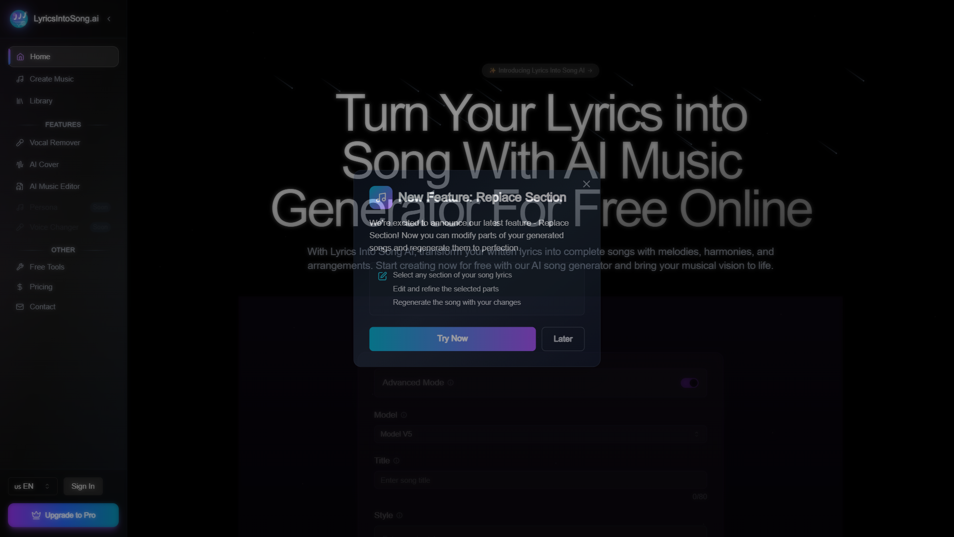 Lyrics Into Song AI Lyrics Into Song AI
