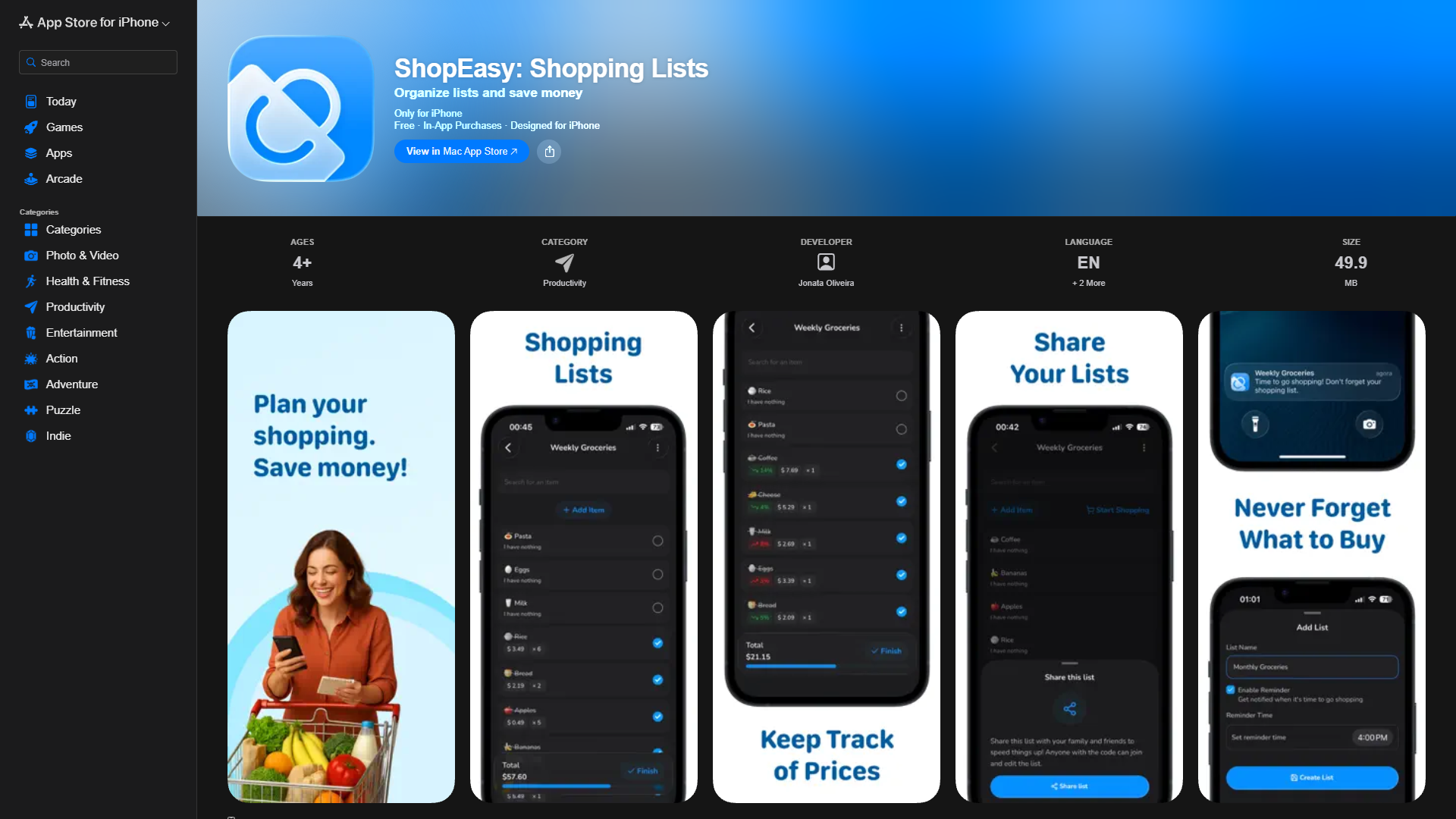 ShopEasy: Shopping Lists ShopEasy: Shopping Lists