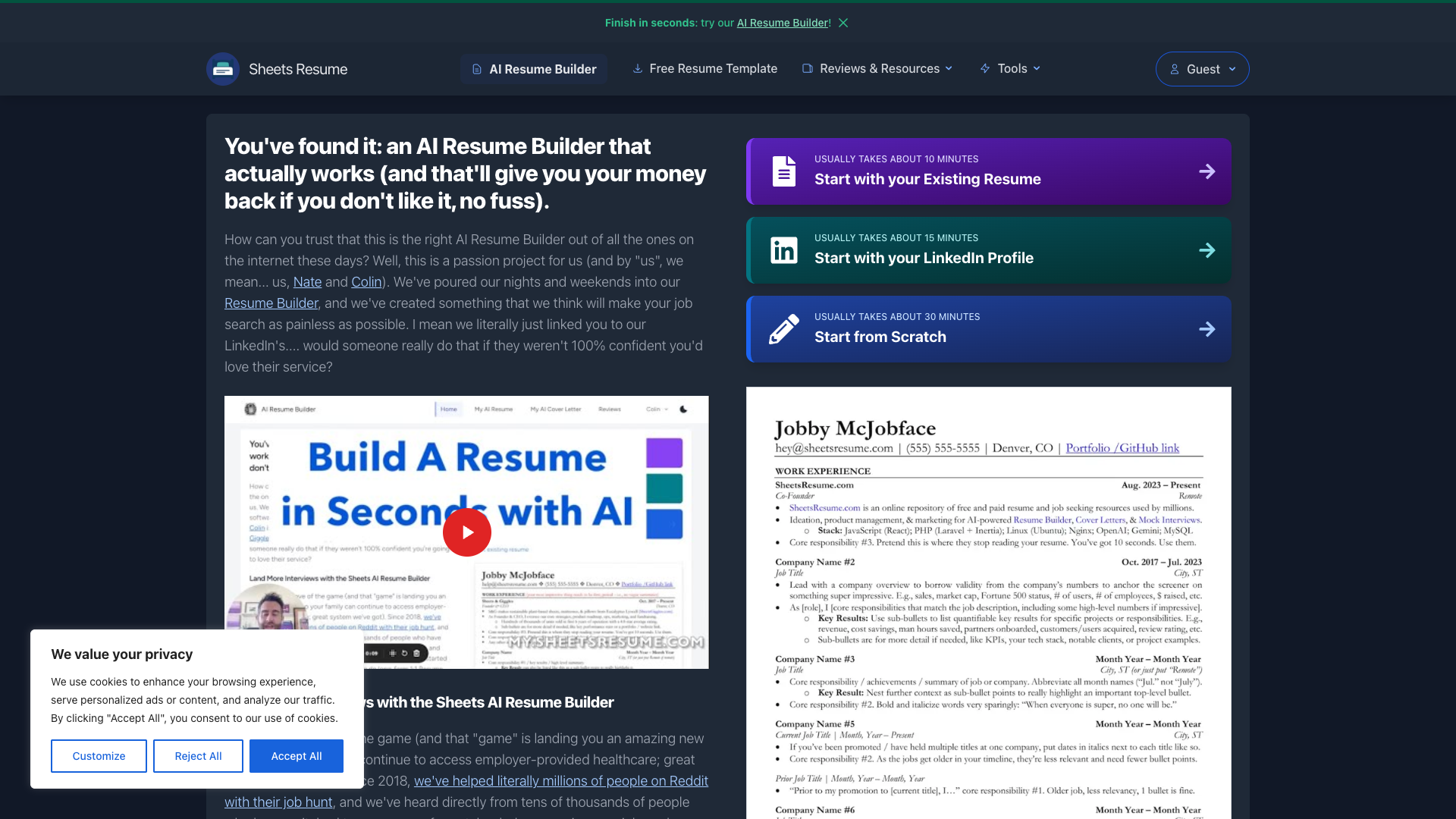 Sheets AI Resume Builder Sheets AI Resume Builder