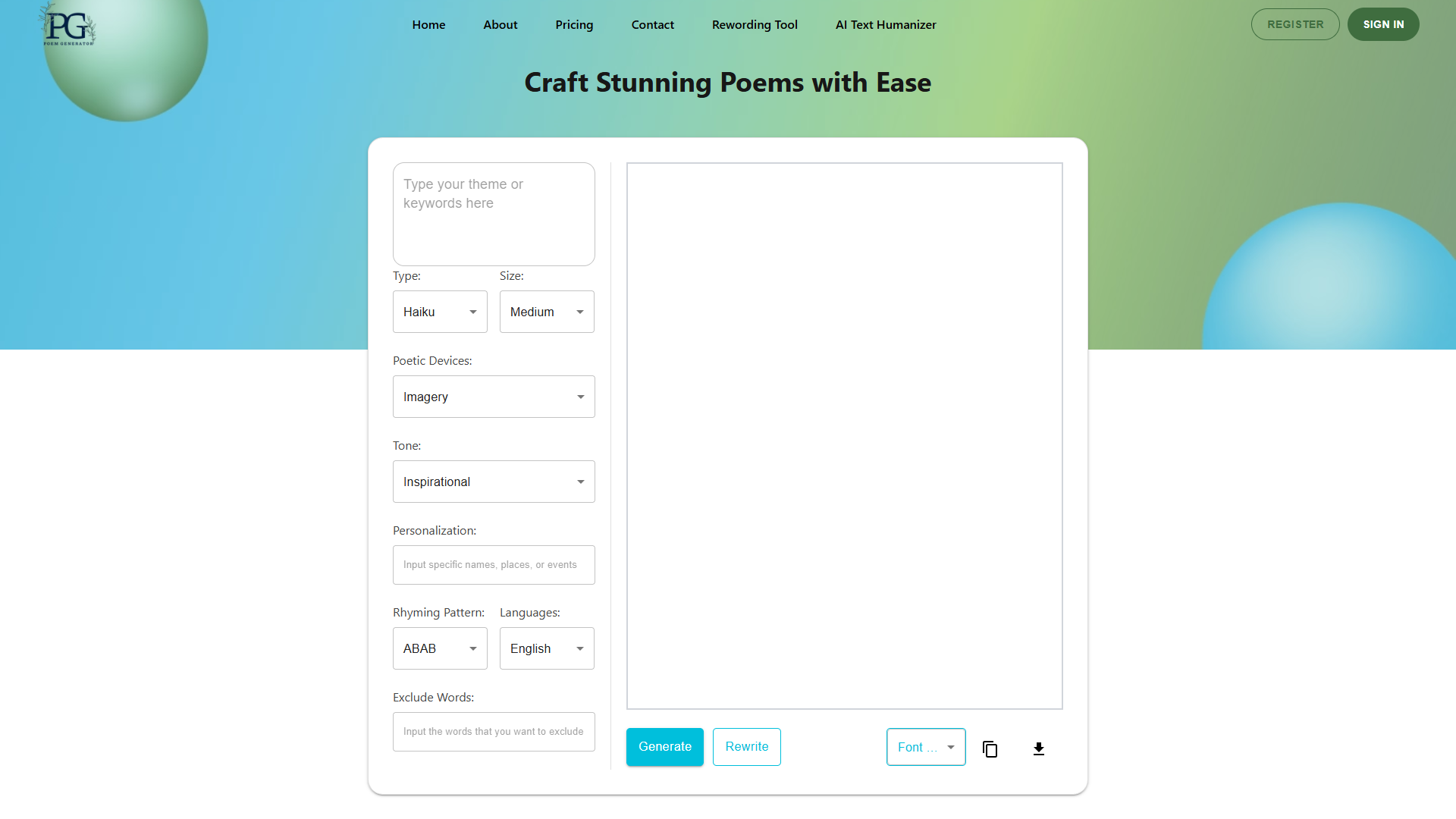AI Poem Generator (PoemGenerator.io) AI Poem Generator (PoemGenerator.io)