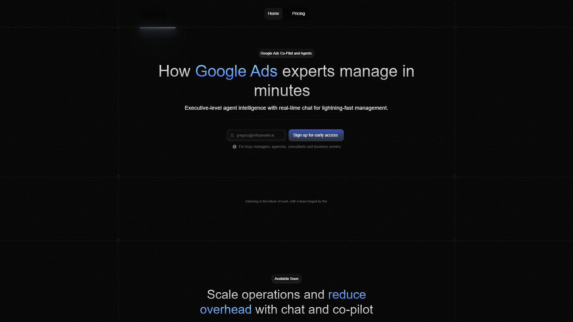 Parallel AI Google Ads Co-Pilot Parallel AI Google Ads Co-Pilot