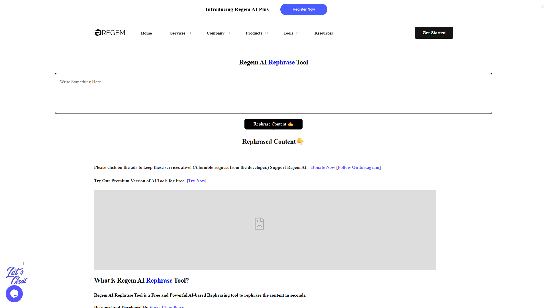 Regem AI Rephrase Tool Regem AI Rephrase Tool