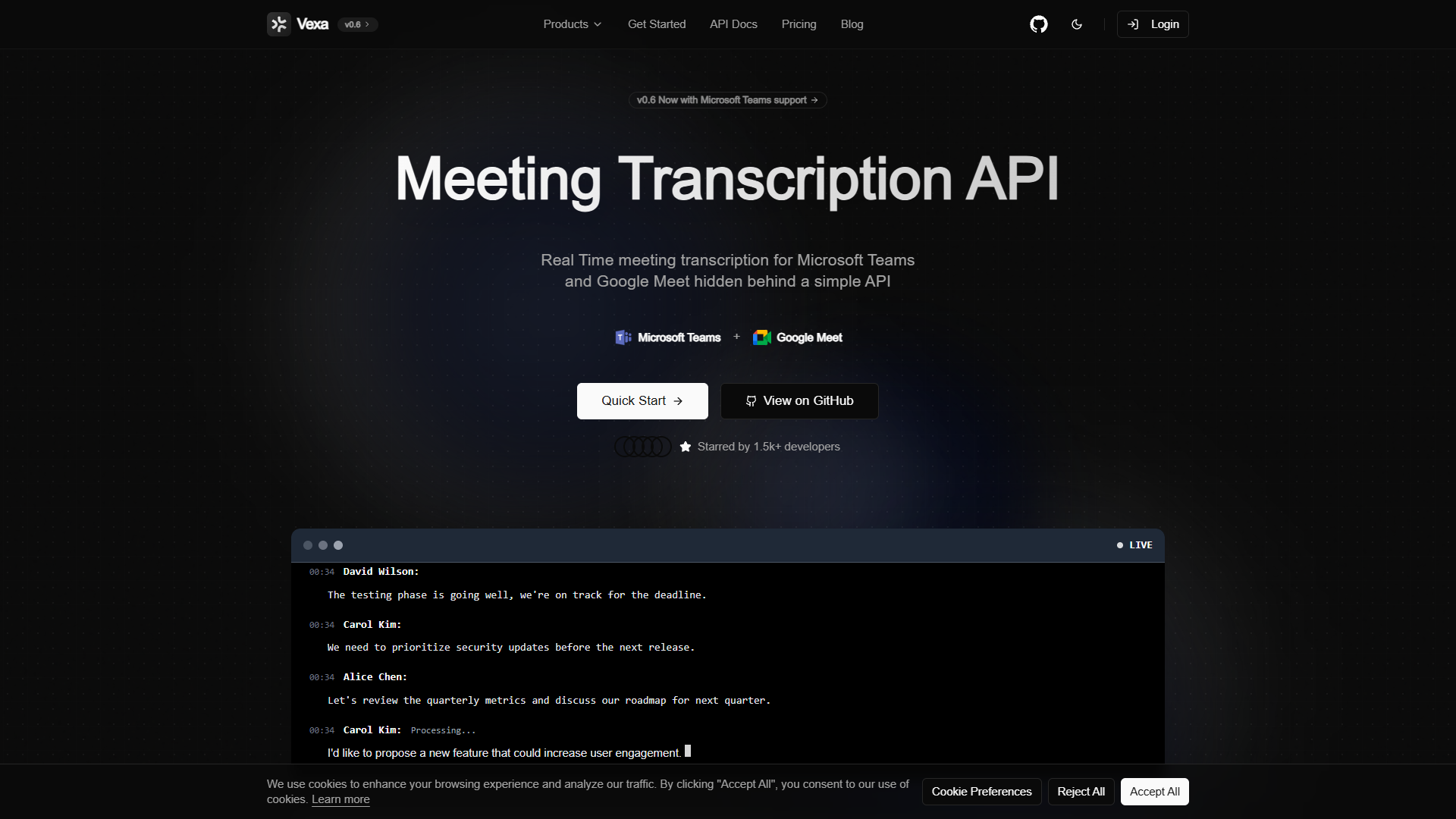 Vexa — Meeting Transcription API Vexa — Meeting Transcription API
