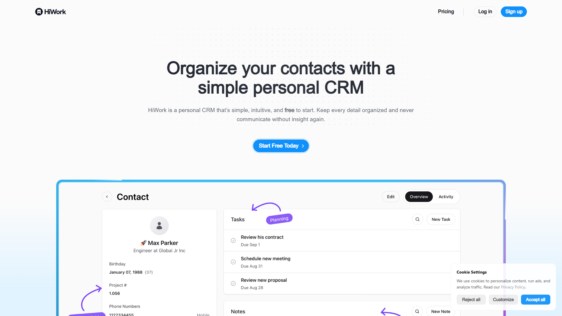 HiWork Free Personal CRM HiWork Free Personal CRM