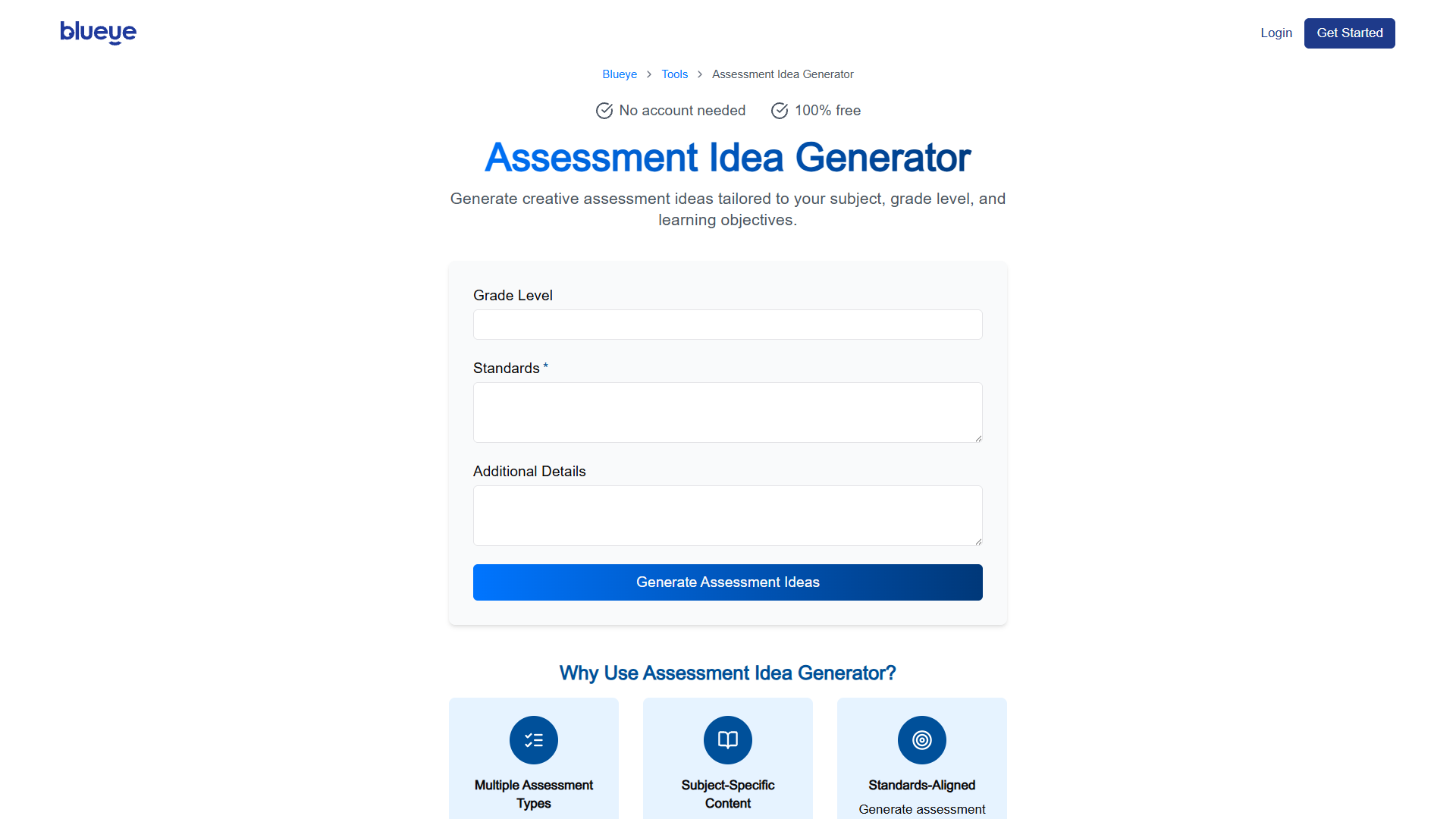 Assessment Idea Generator Assessment Idea Generator
