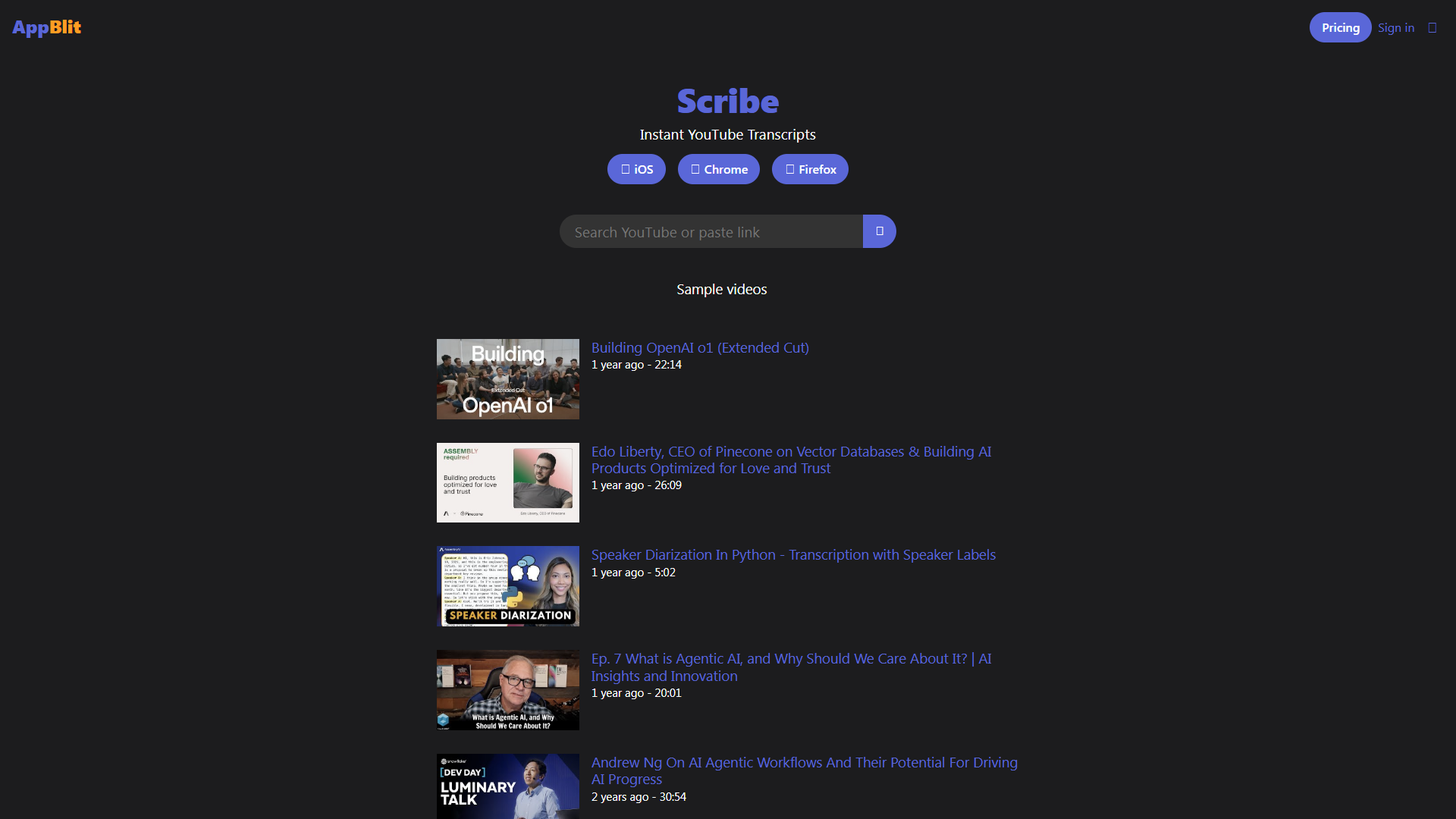 Scribe — Instant YouTube Transcripts Scribe — Instant YouTube Transcripts