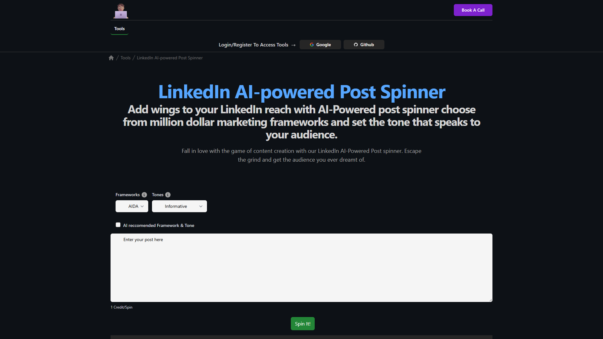 LinkedIn AI-powered Post Spinner LinkedIn AI-powered Post Spinner