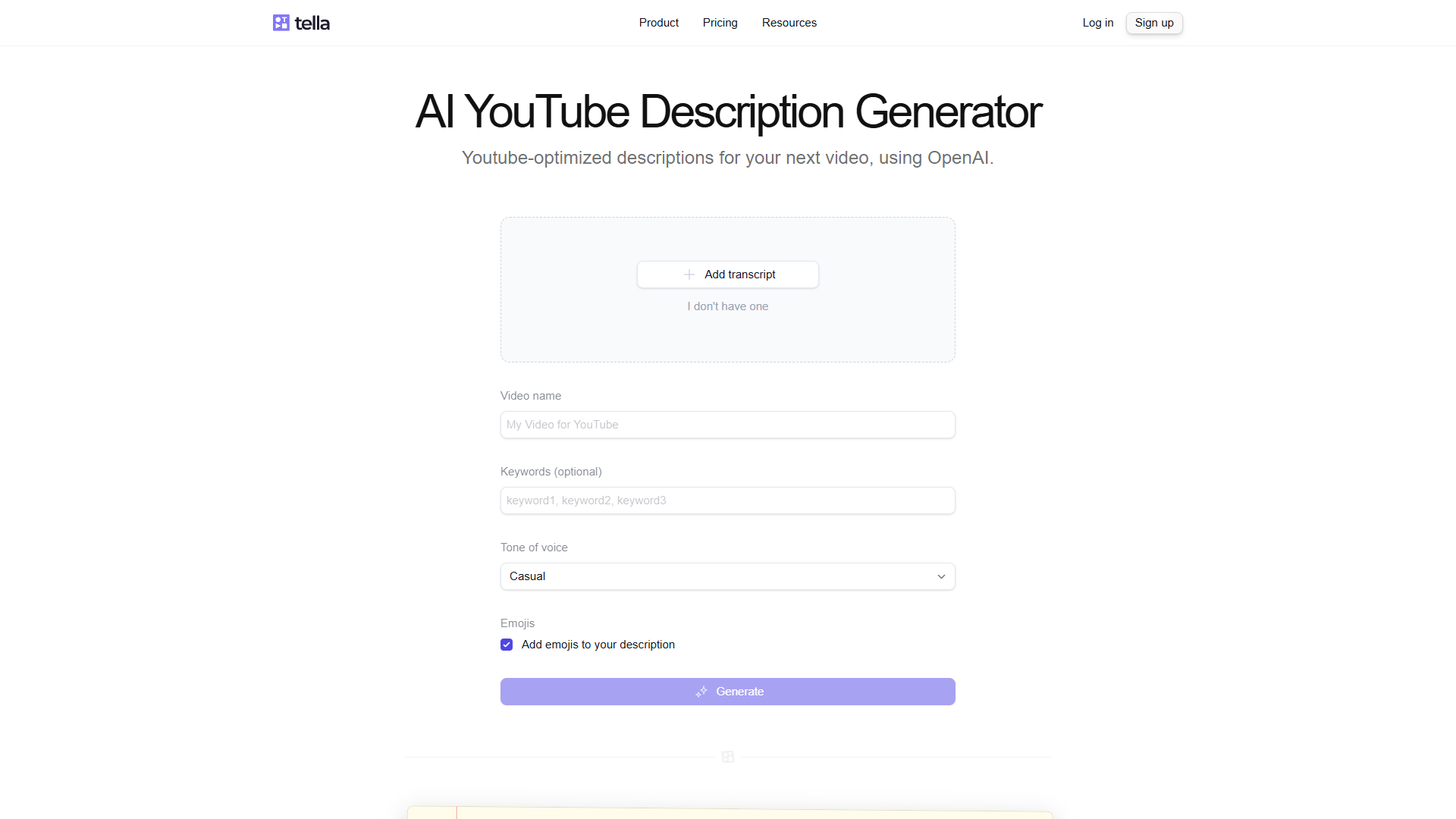 AI YouTube Description Generator AI YouTube Description Generator