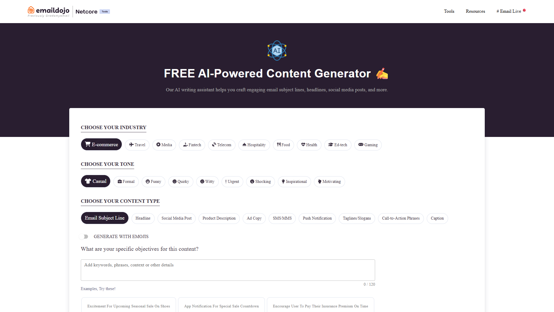 EmailDojo AI Content Generator EmailDojo AI Content Generator