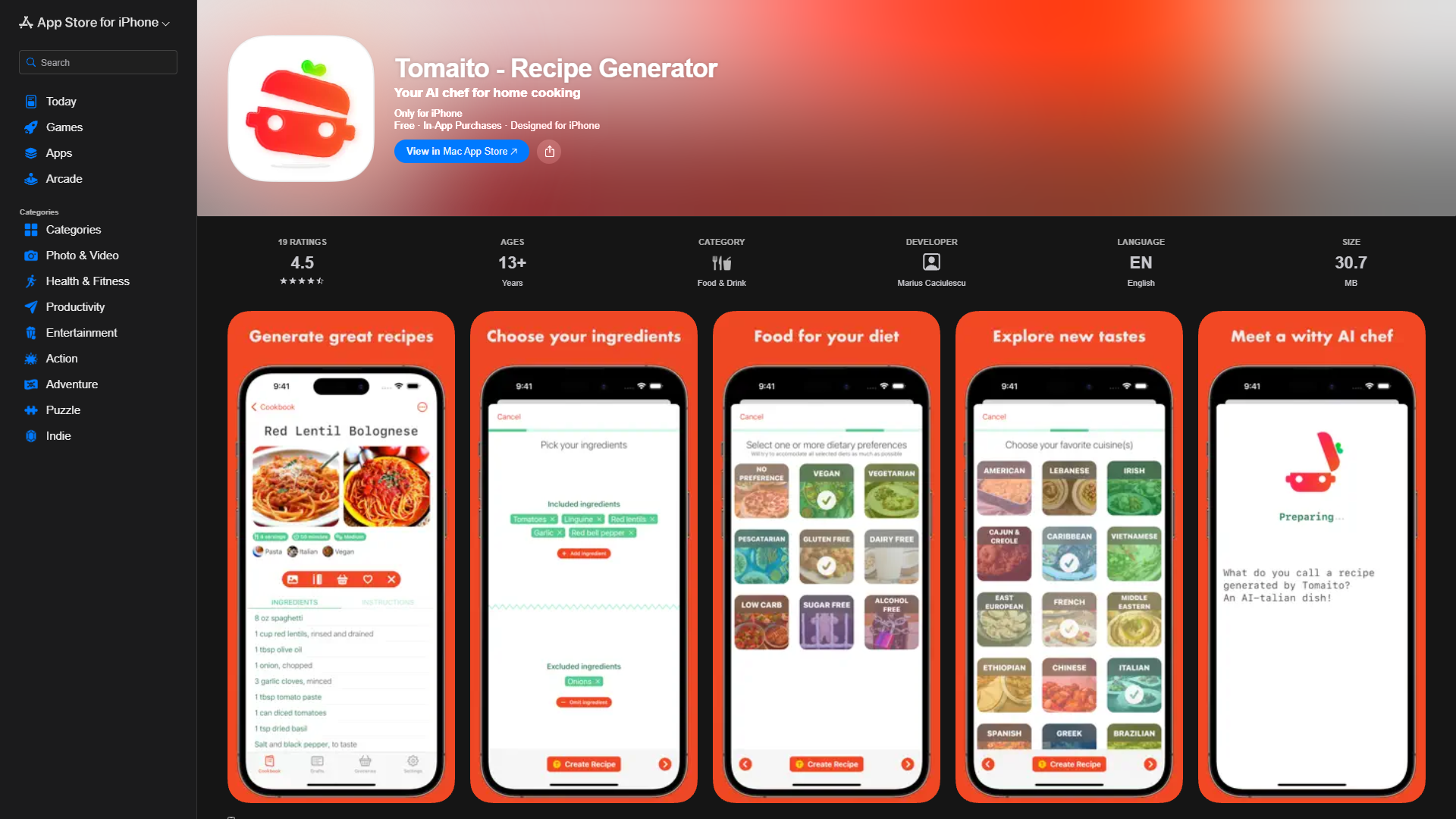 Tomaito - Recipe Generator Tomaito - Recipe Generator