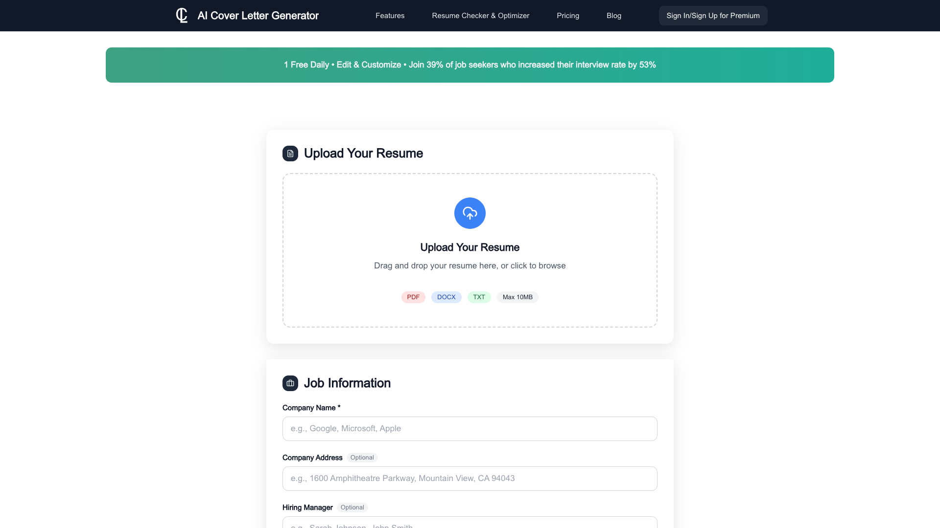 AI Cover Letter Generator AI Cover Letter Generator