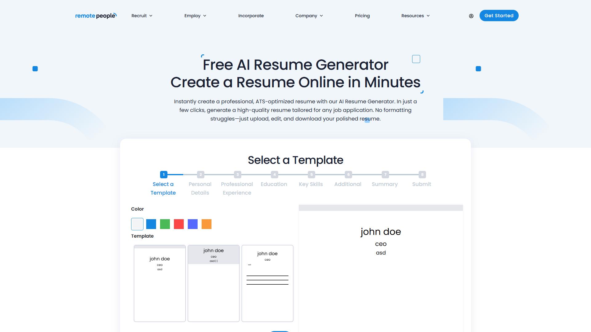 Free AI Resume Generator Free AI Resume Generator