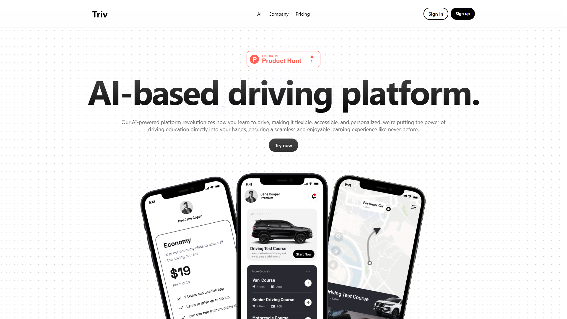 Triv 2.0 — AI-платформа обучения вождению Triv 2.0 — AI-платформа обучения вождению