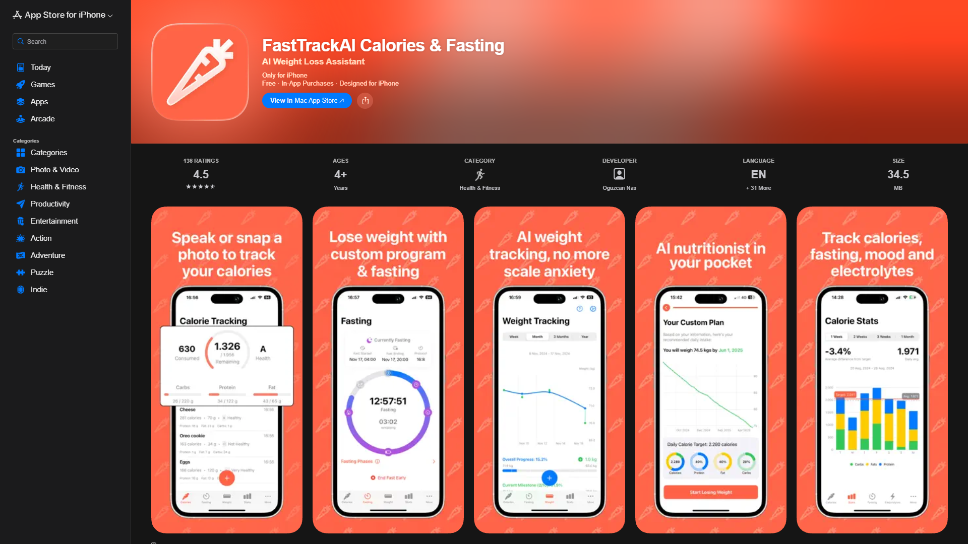 FastTrackAI Calories & Fasting FastTrackAI Calories & Fasting