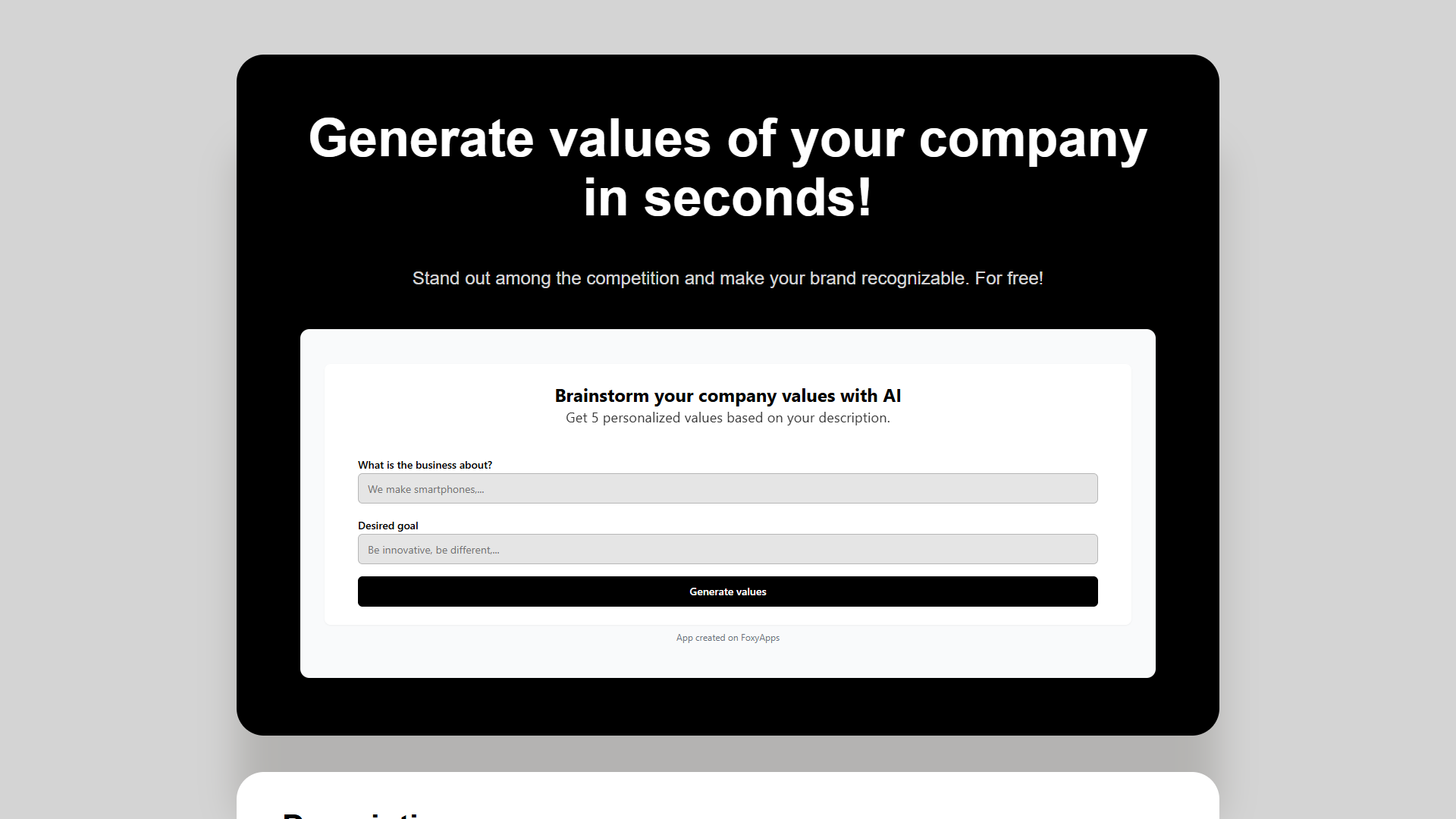 Company Values Generator Company Values Generator