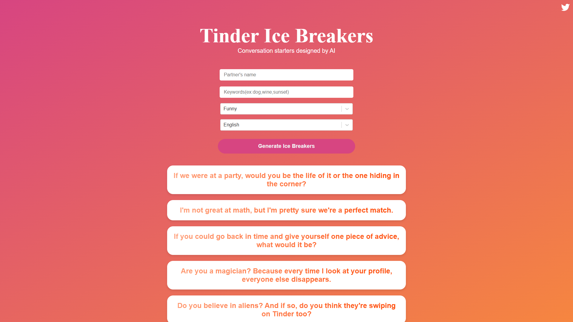 Tinder Ice Breakers AI Tinder Ice Breakers AI