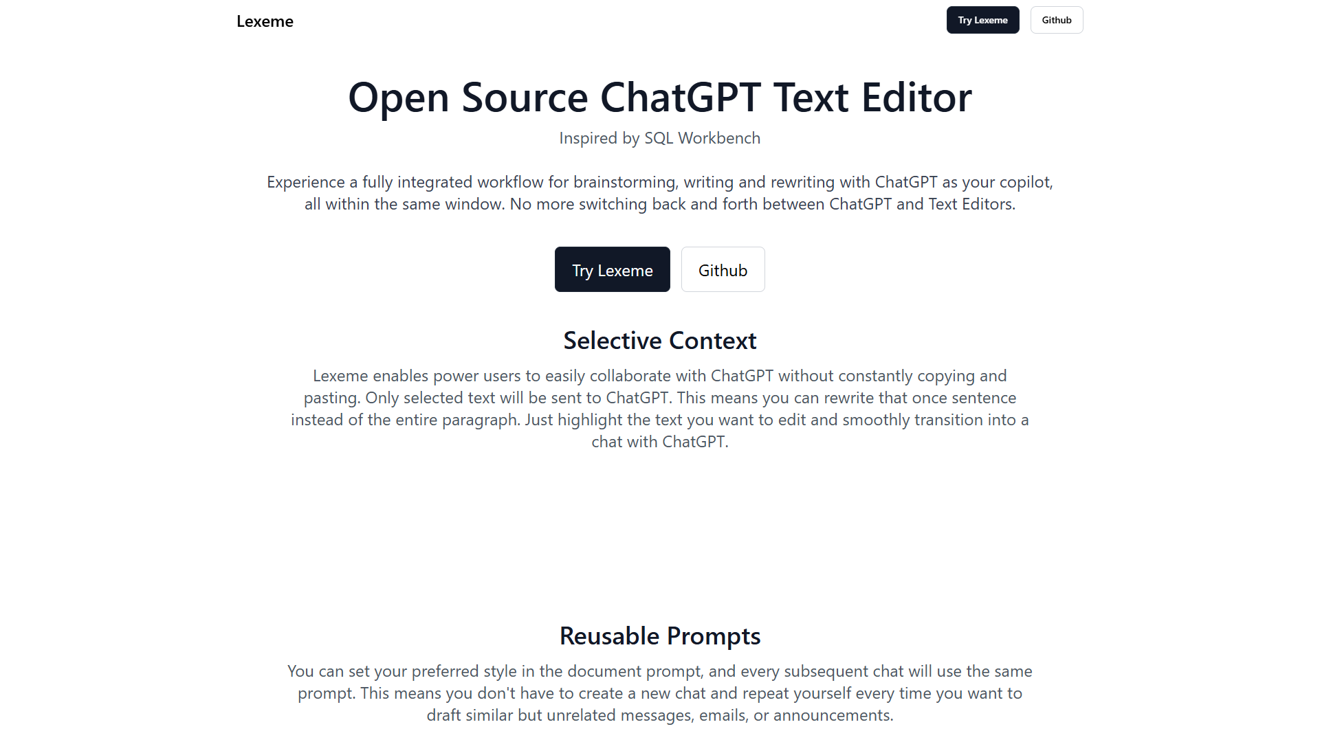 Lexeme – Open Source ChatGPT Text Editor Lexeme – Open Source ChatGPT Text Editor