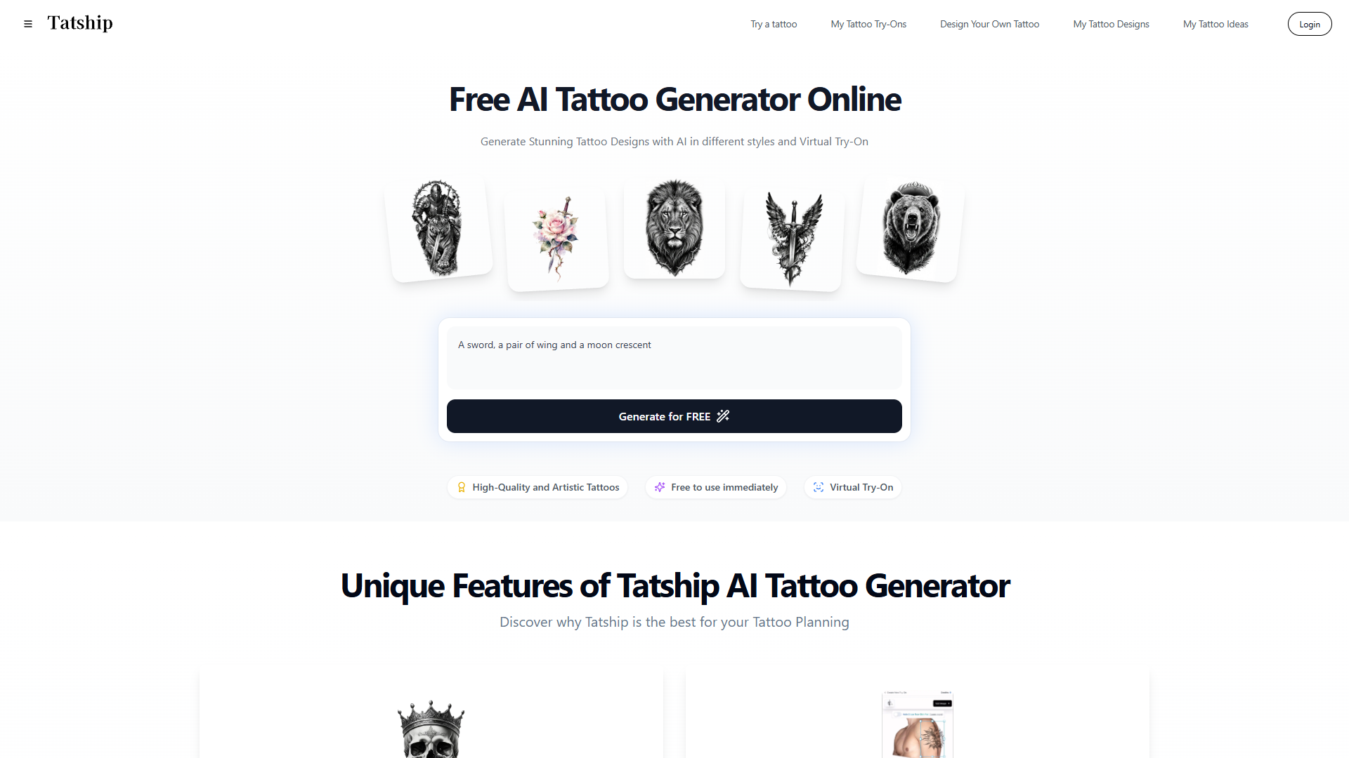 Tatship AI Tattoo Generator Tatship AI Tattoo Generator