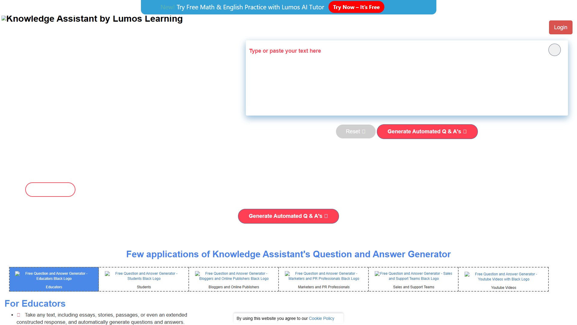 Lumos Free Question and Answer Generator Lumos Free Question and Answer Generator