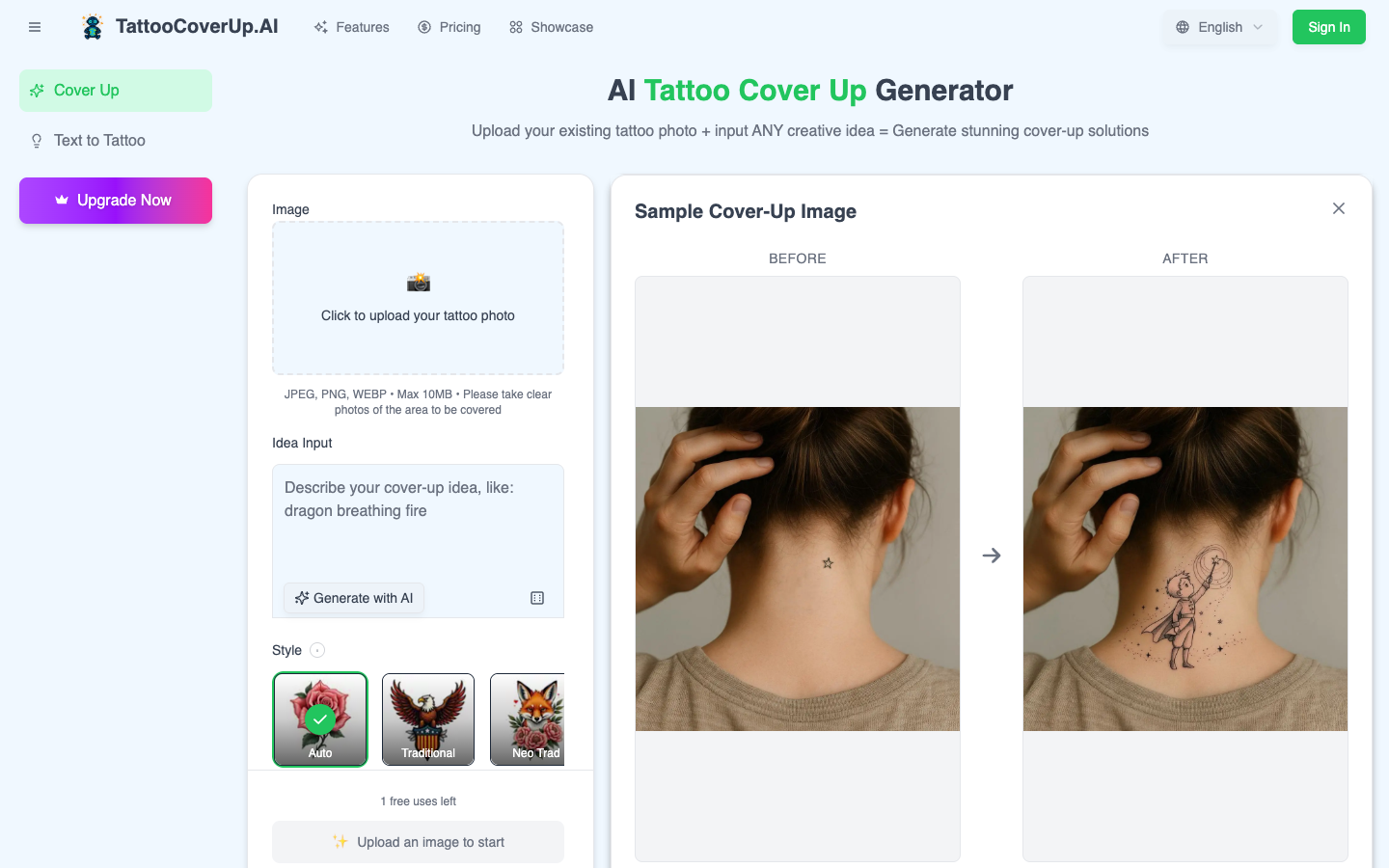 AI Tattoo Cover Up Generator AI Tattoo Cover Up Generator