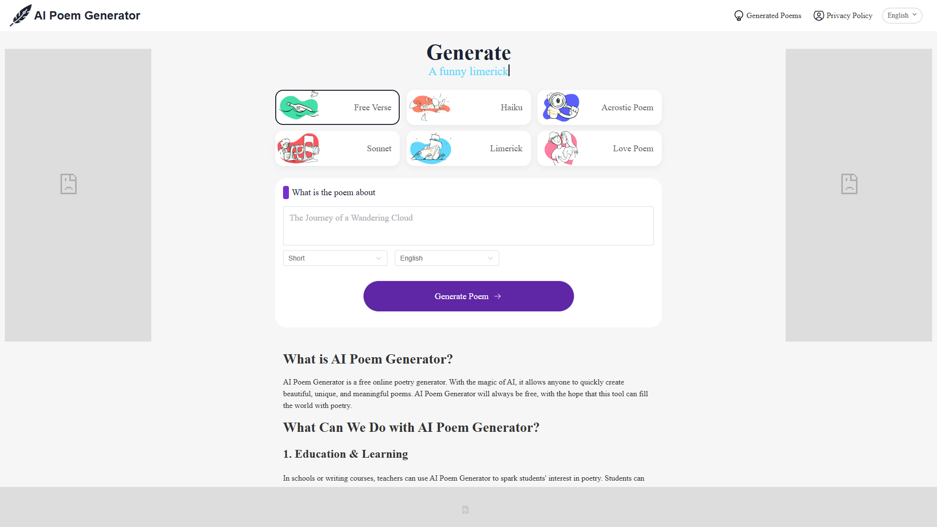 AI Poem Generator AI Poem Generator