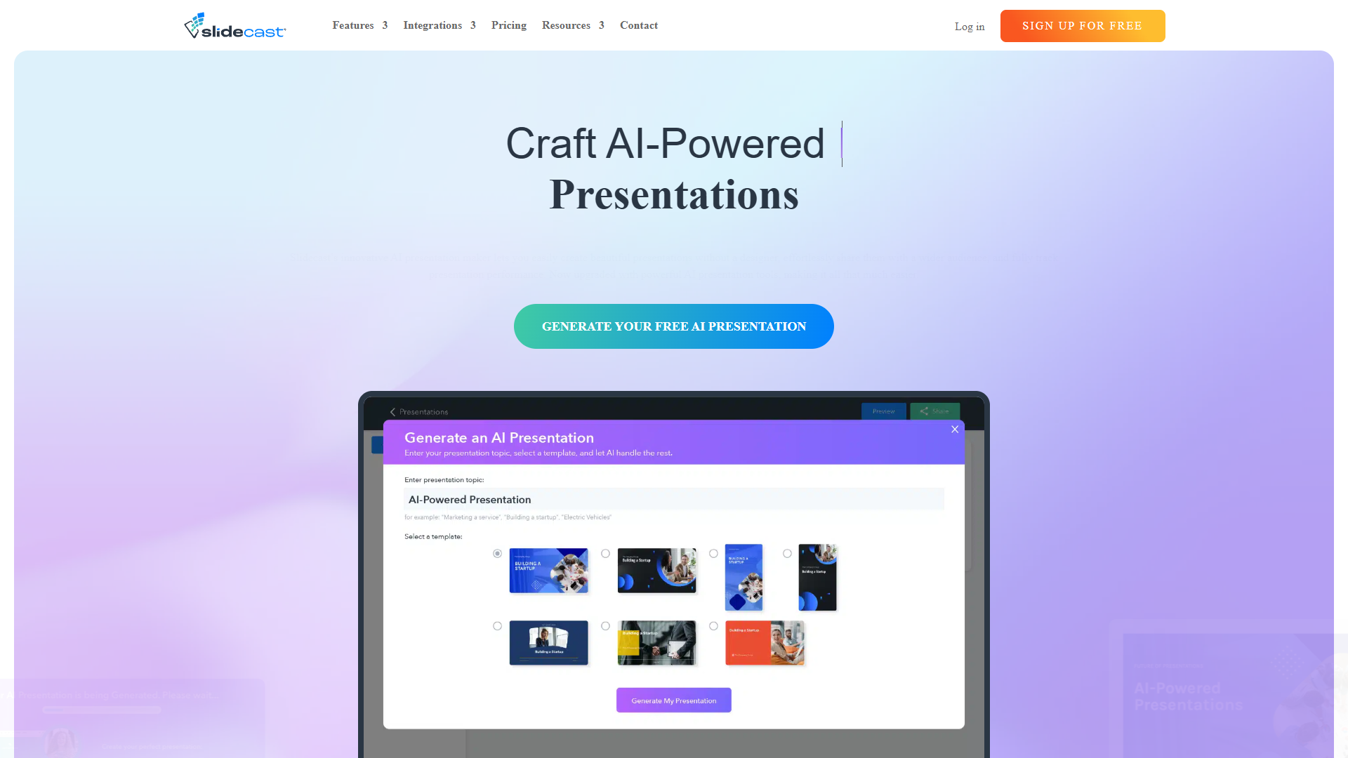 Slidecast AI Presentation Maker Slidecast AI Presentation Maker