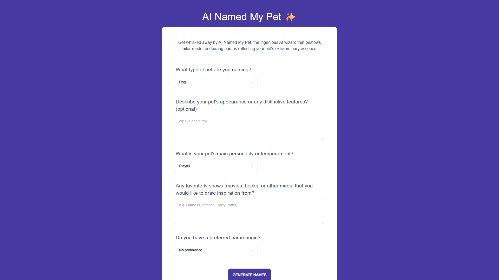 AI Named My Pet AI Named My Pet