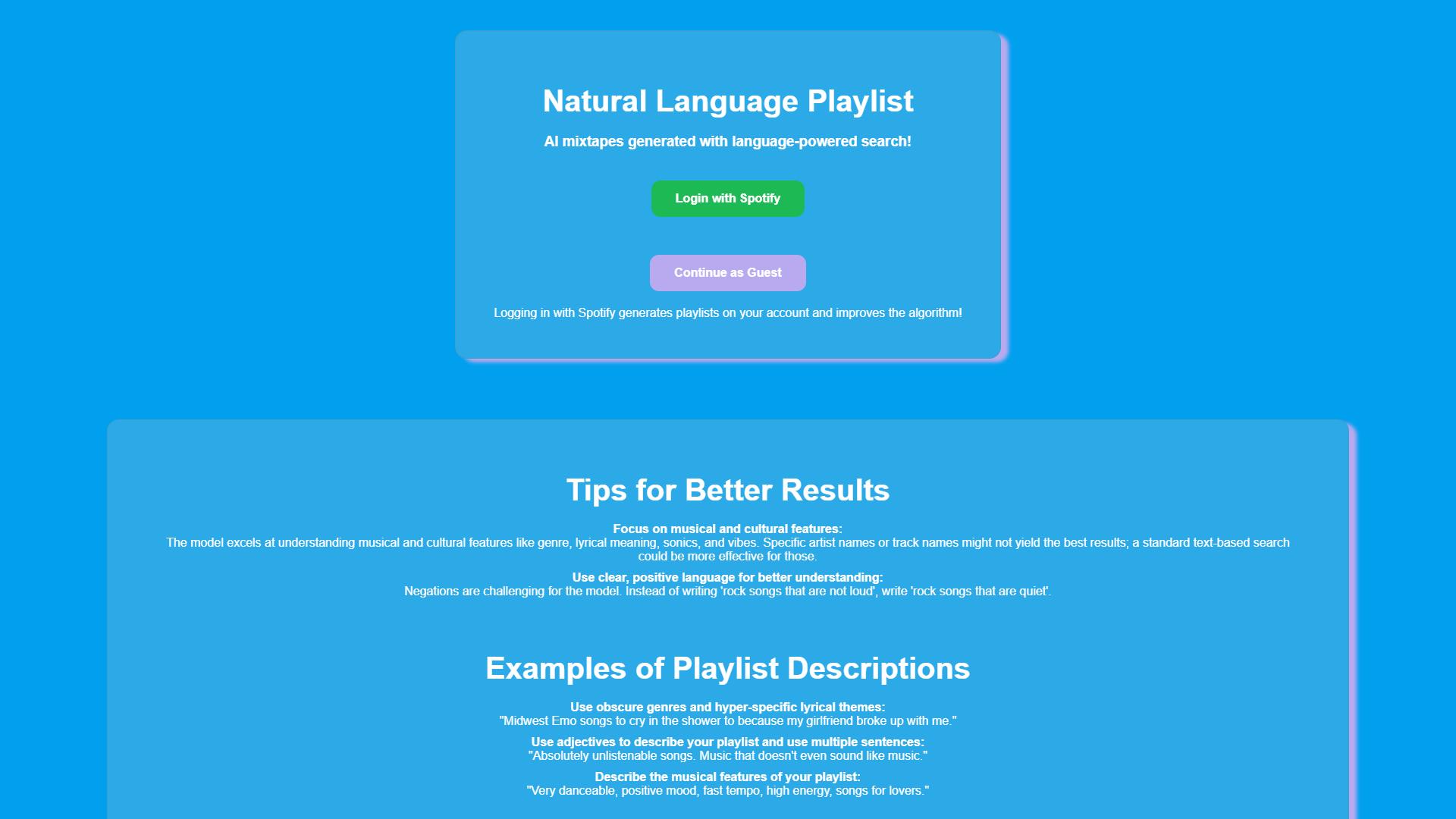 Natural Language Playlist Natural Language Playlist