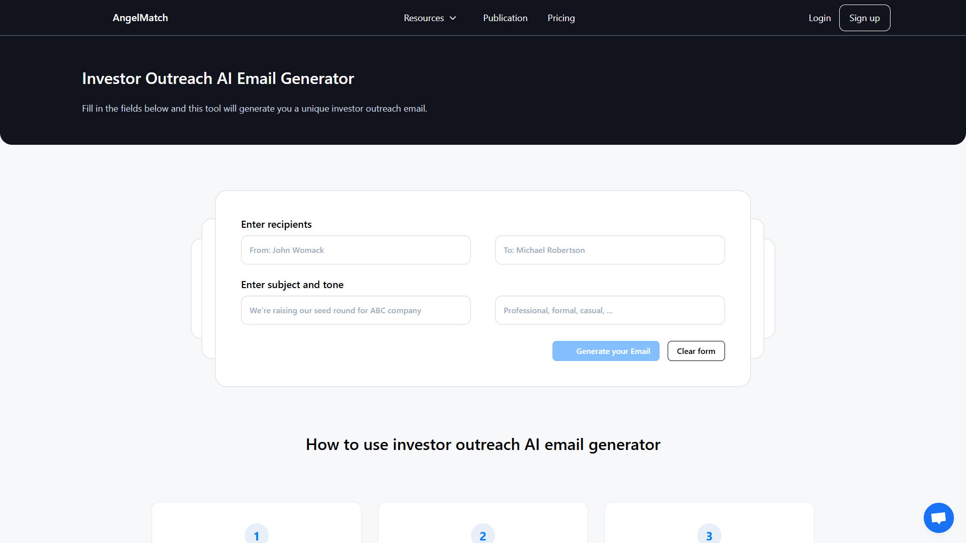 Angel Match Investor Outreach Email Generator Angel Match Investor Outreach Email Generator