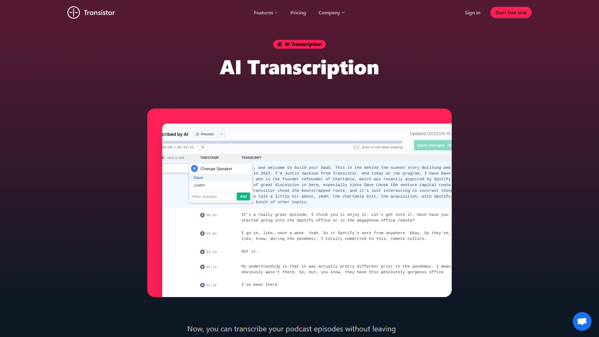 Transistor AI Transcription Transistor AI Transcription