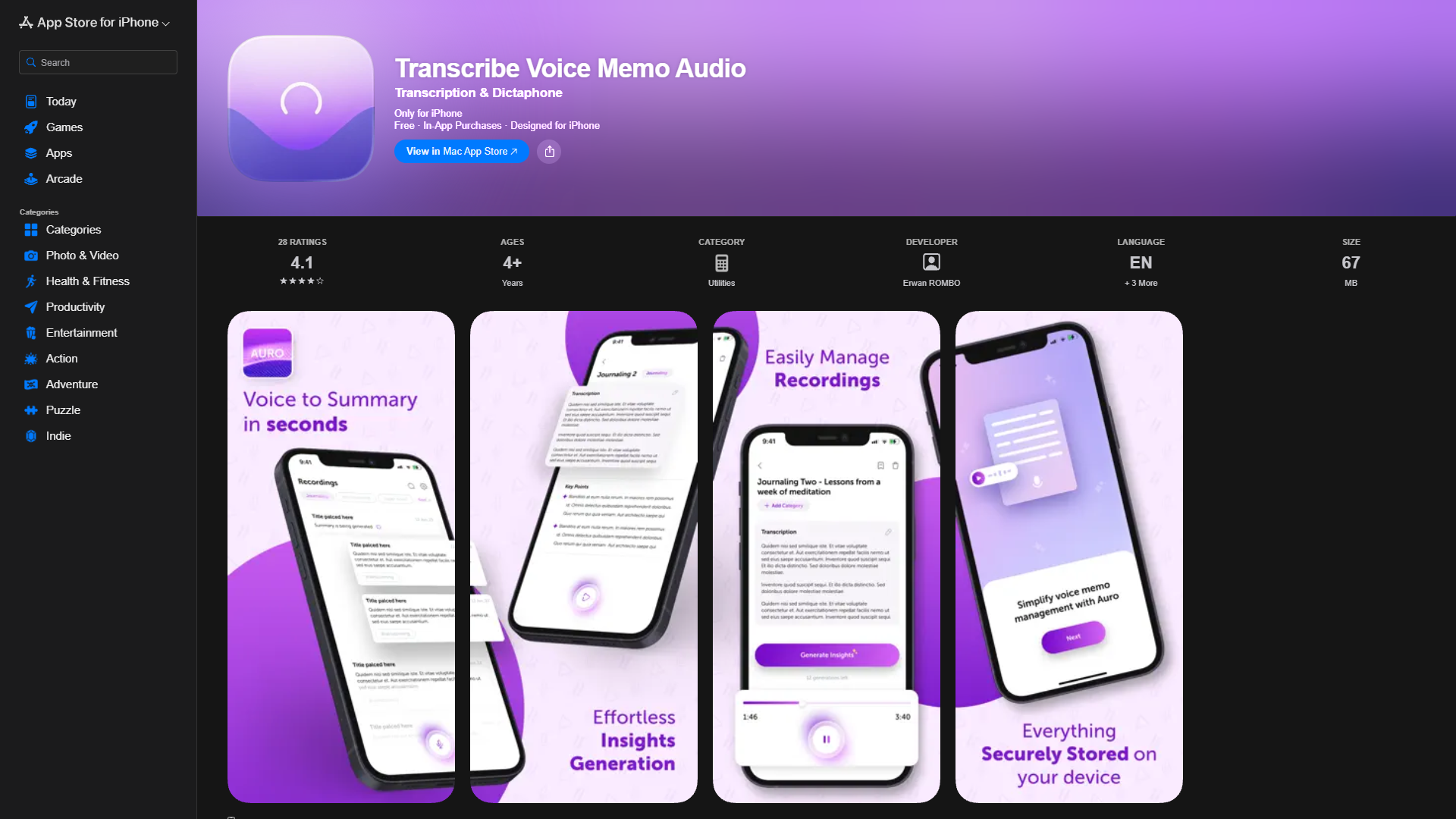 Auro: Transcribe Voice Memo Audio Auro: Transcribe Voice Memo Audio