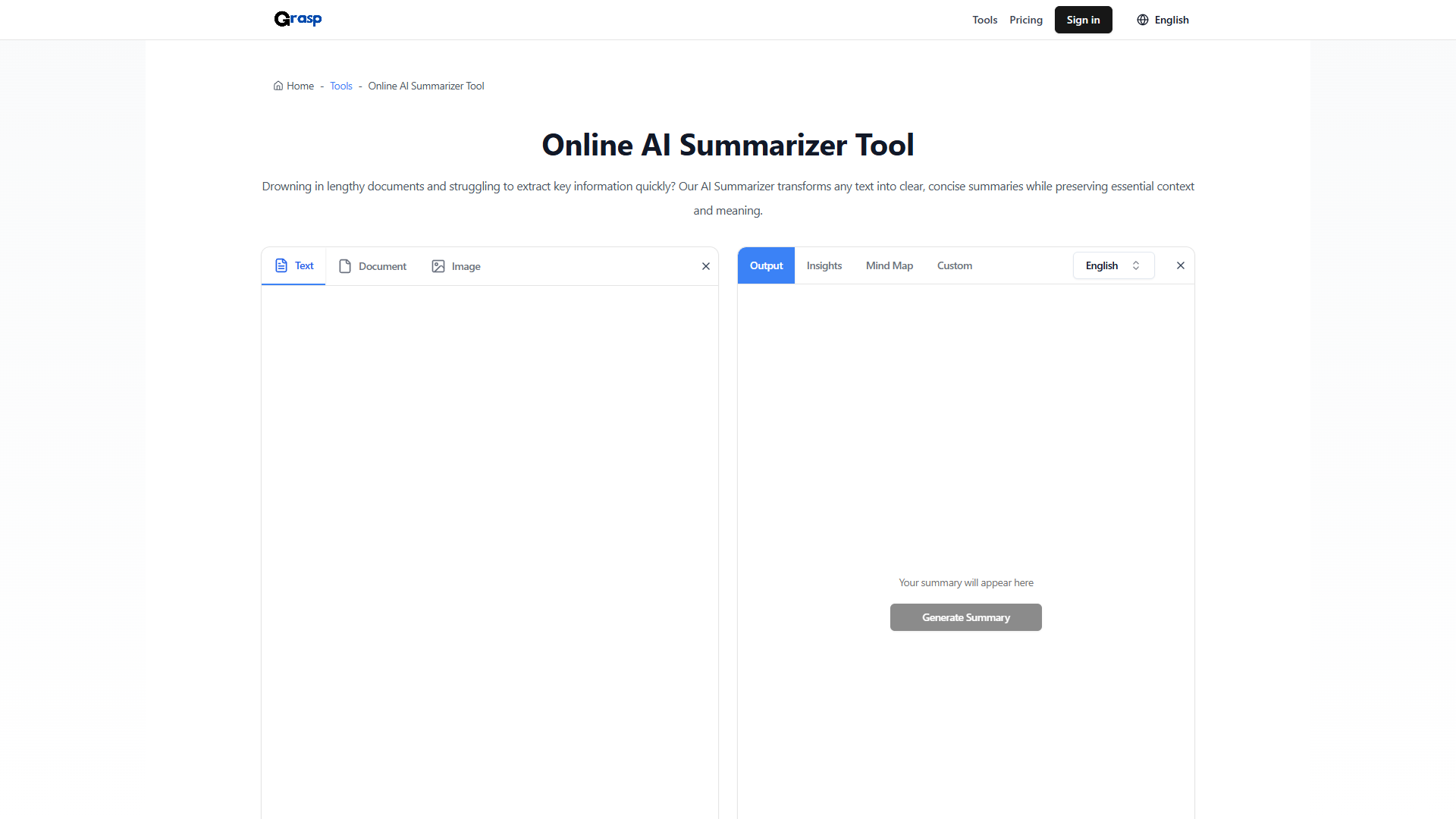 Grasp AI Summarizer Grasp AI Summarizer