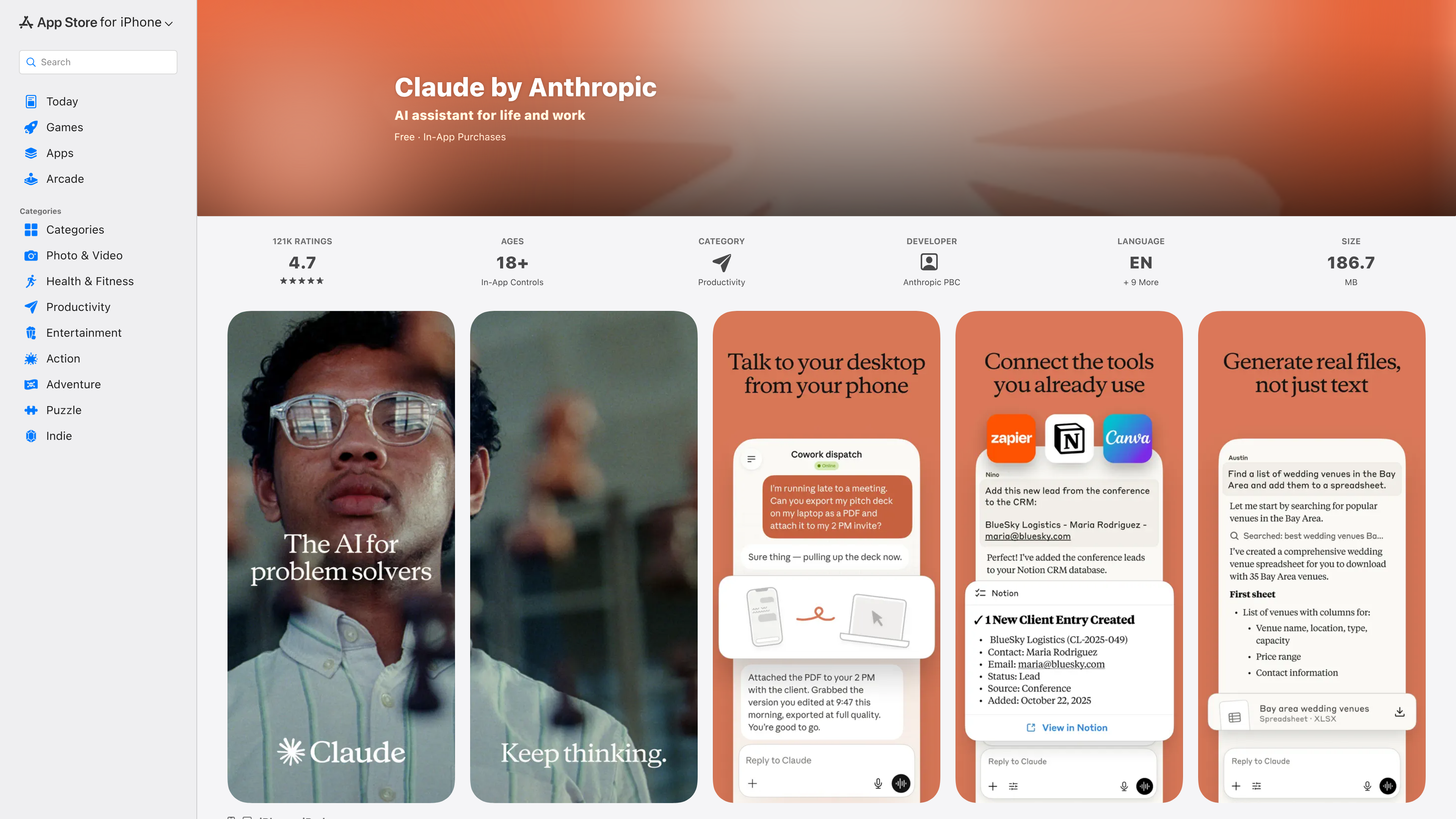 Claude by Anthropic para iPhone Claude by Anthropic para iPhone